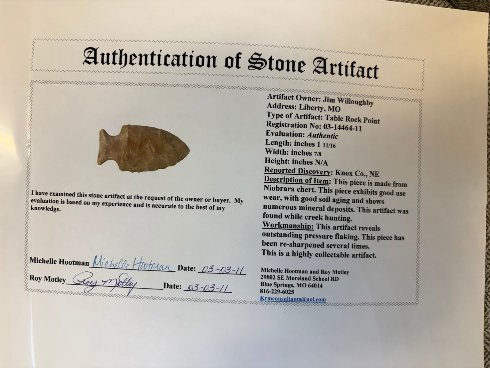 Table Rock Point, Motley COA - 7