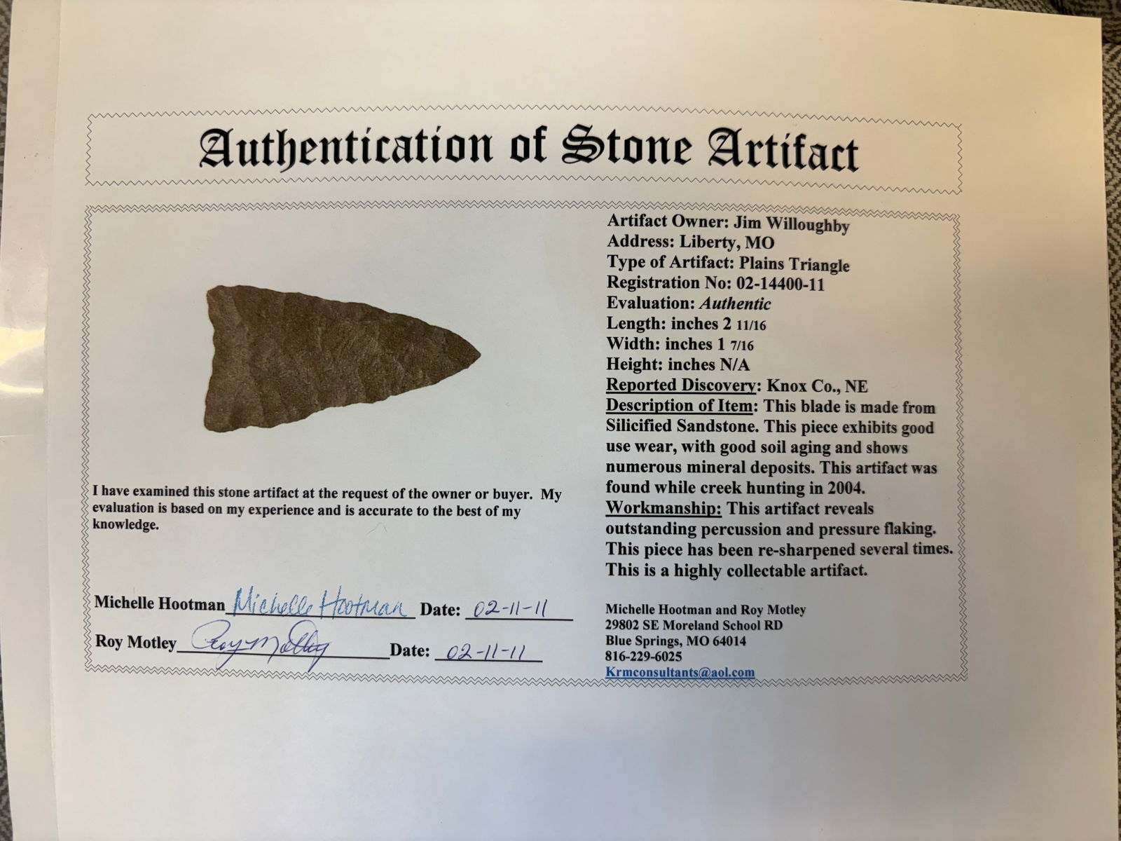 Plains Triangle, Motley COA - 7