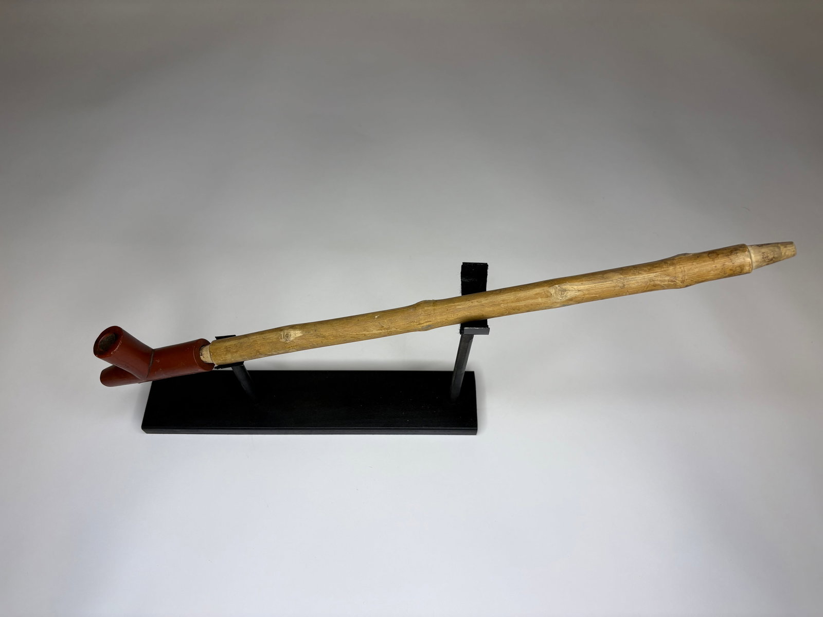 Catlinite elbow pipe and Primitive wooden stem, pre-1900 (1 of 6)