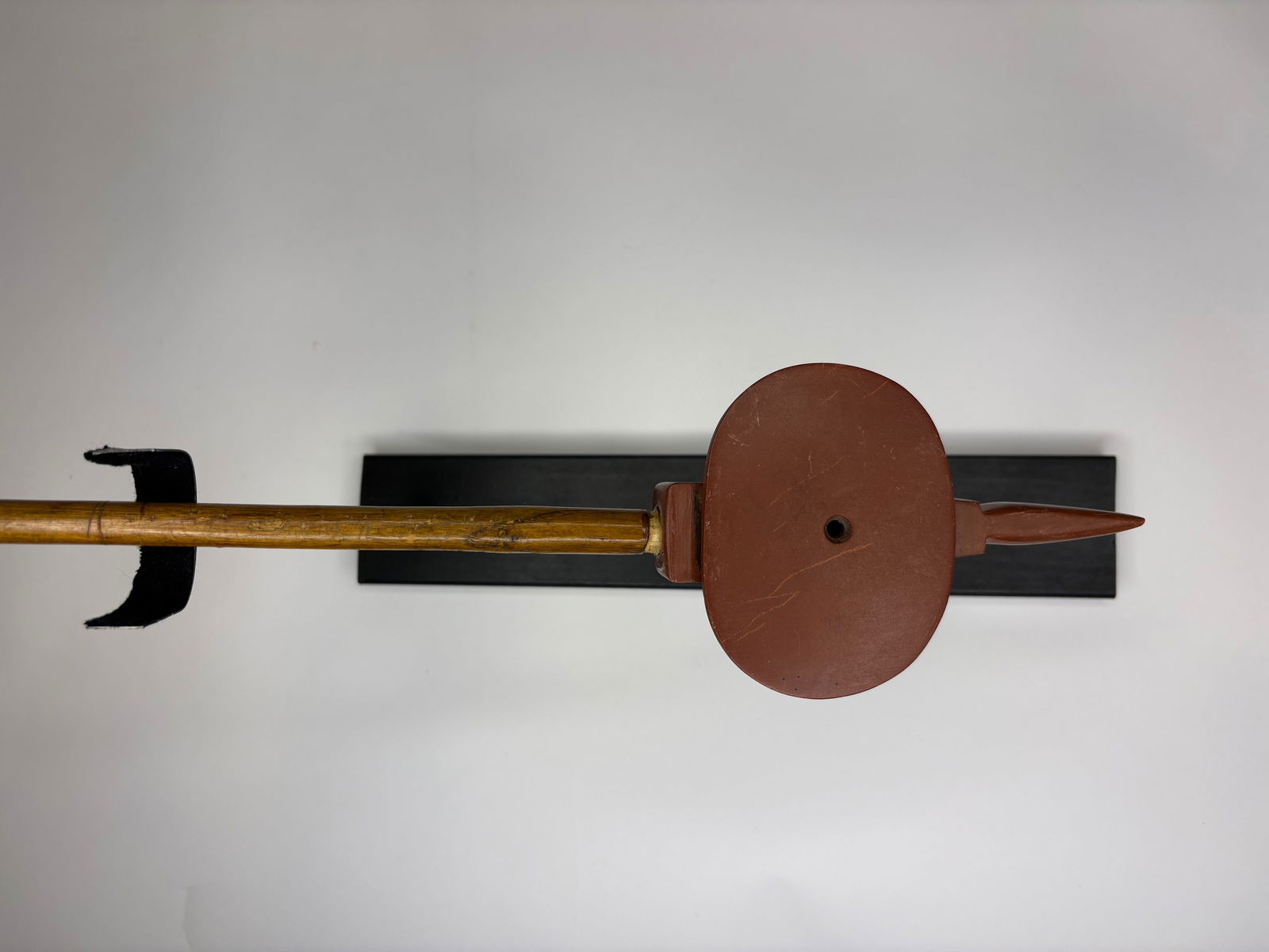 Catlinite disk pipe with primitive stem, pre-1900 - 3