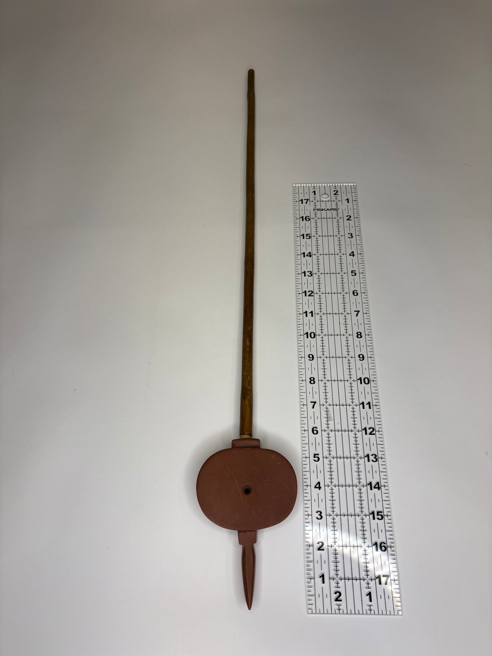 Catlinite disk pipe with primitive stem, pre-1900 - 4