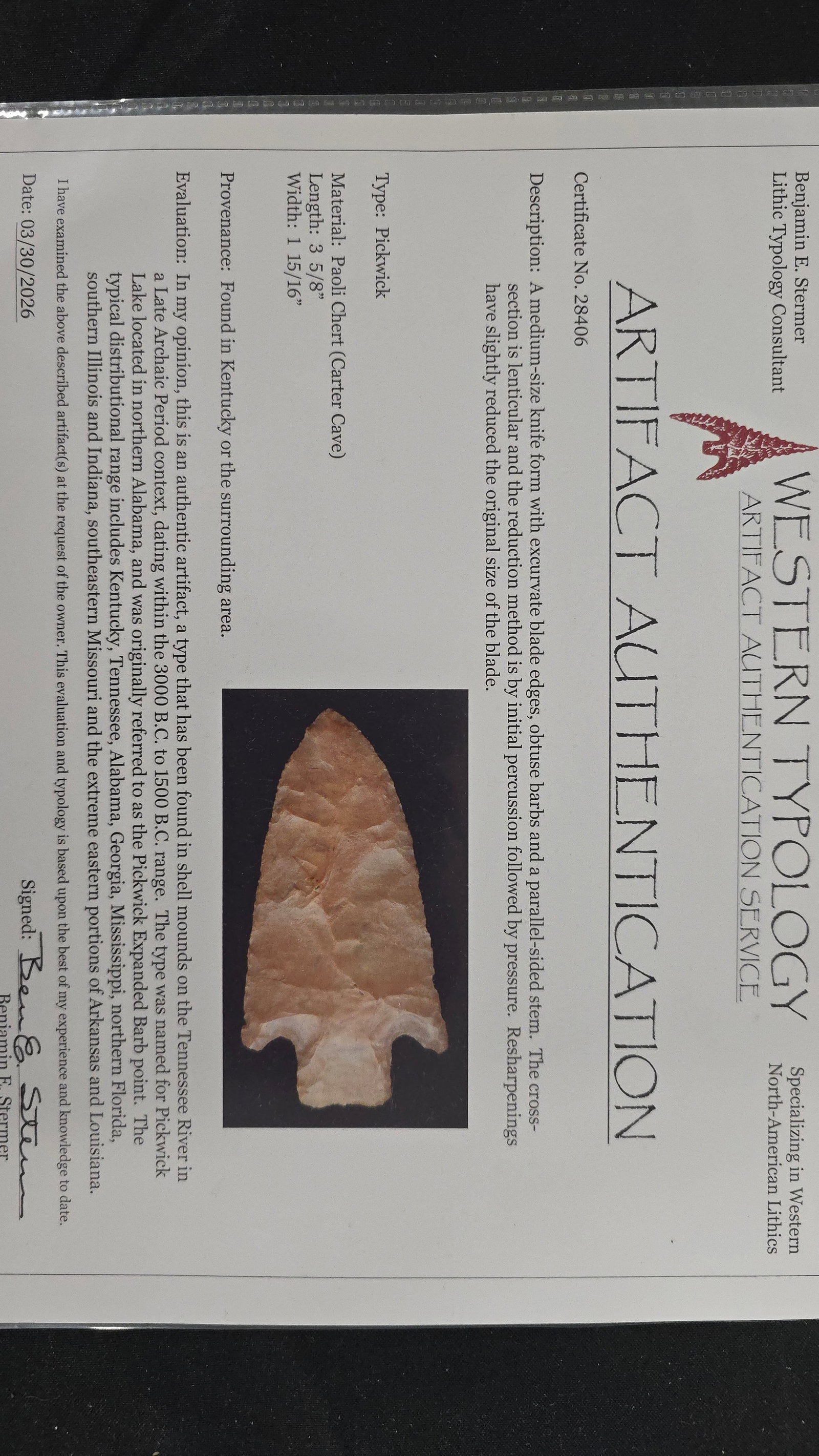 Pickwick- Stermer COA, Carter Cave - 3