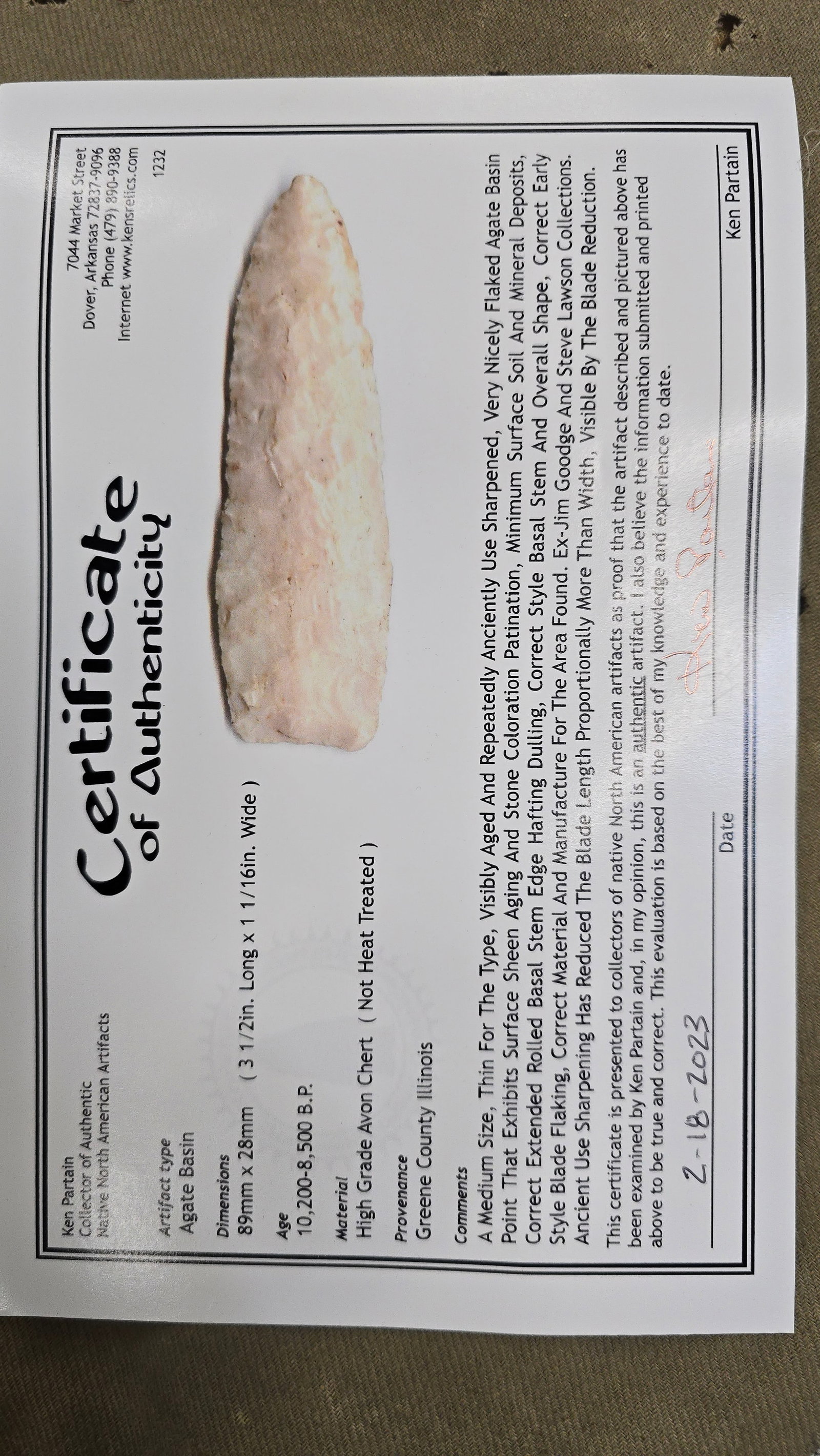 Agate basin- Partain COA - 3