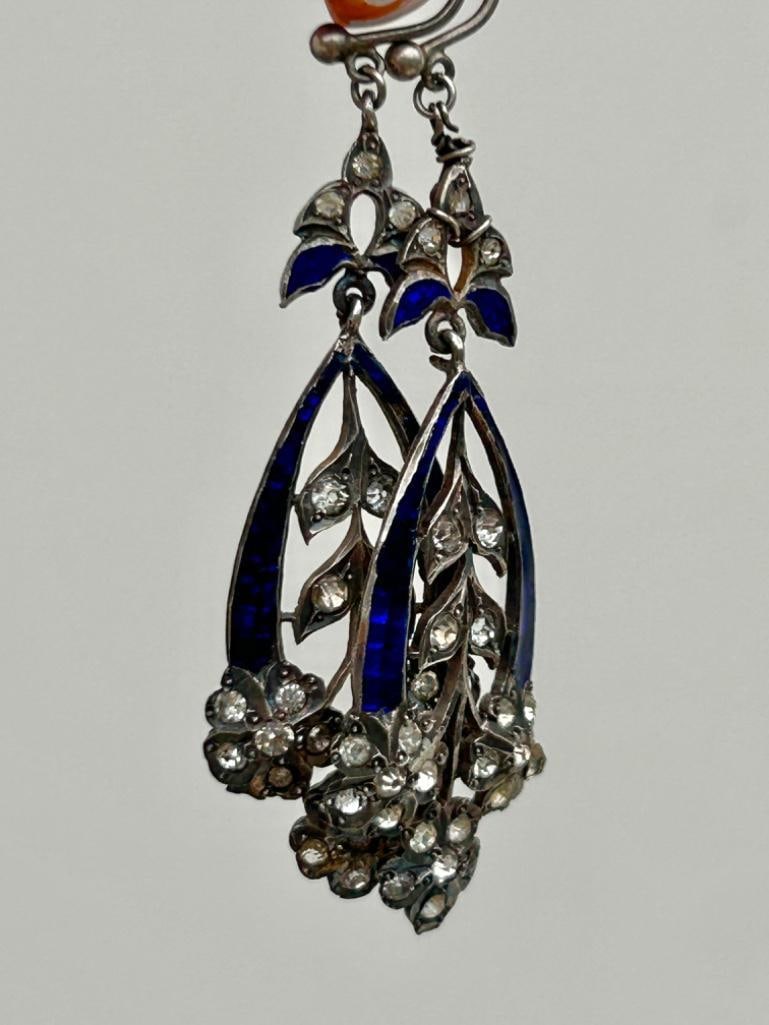 Enamel and Paste Antique Silver Earrings (1 of 5)