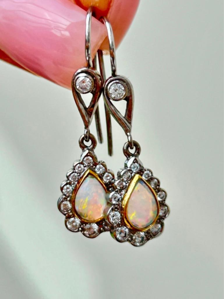 Amazing Opal and Diamond Drop Earrings in White Gold (1 of 9)