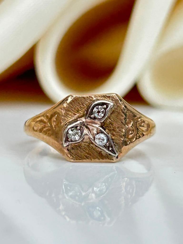 9ct Gold Diamond Signet Ring (1 of 6)