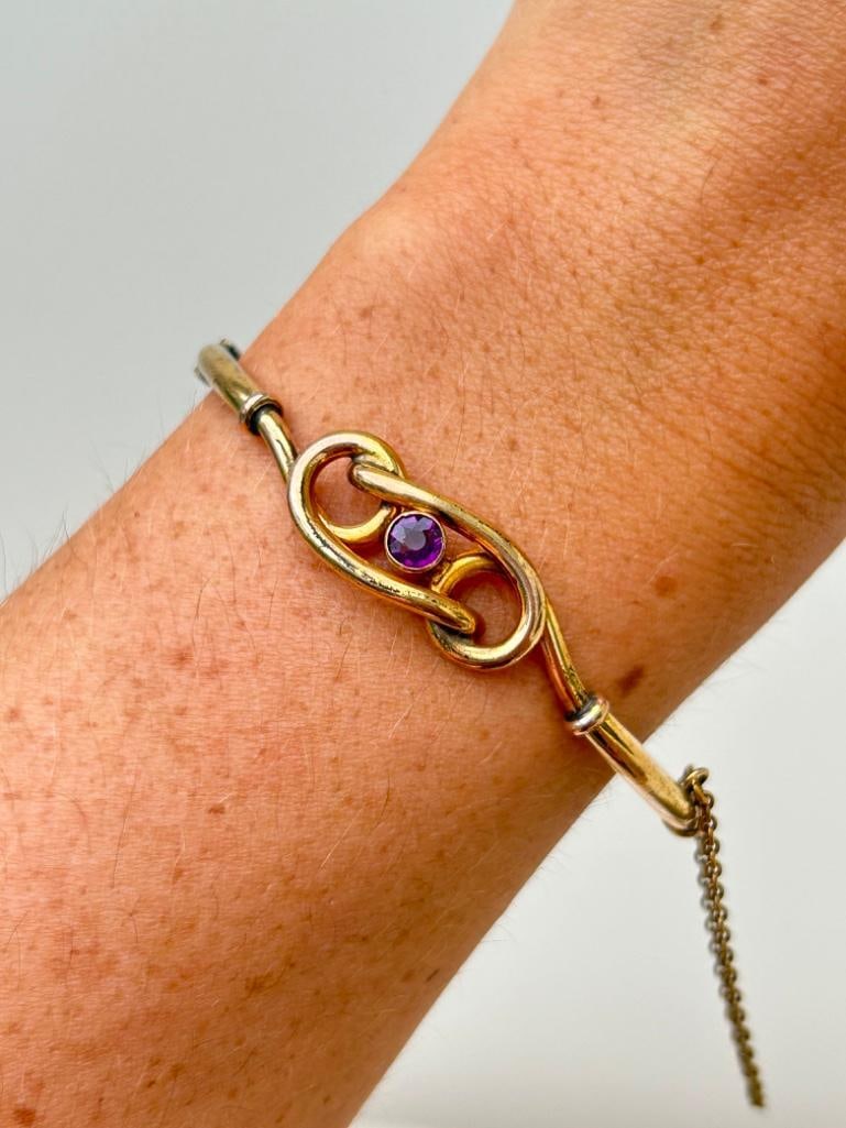 Antique Rolled Gold and Amethyst Bangle Bracelet (1 of 7)