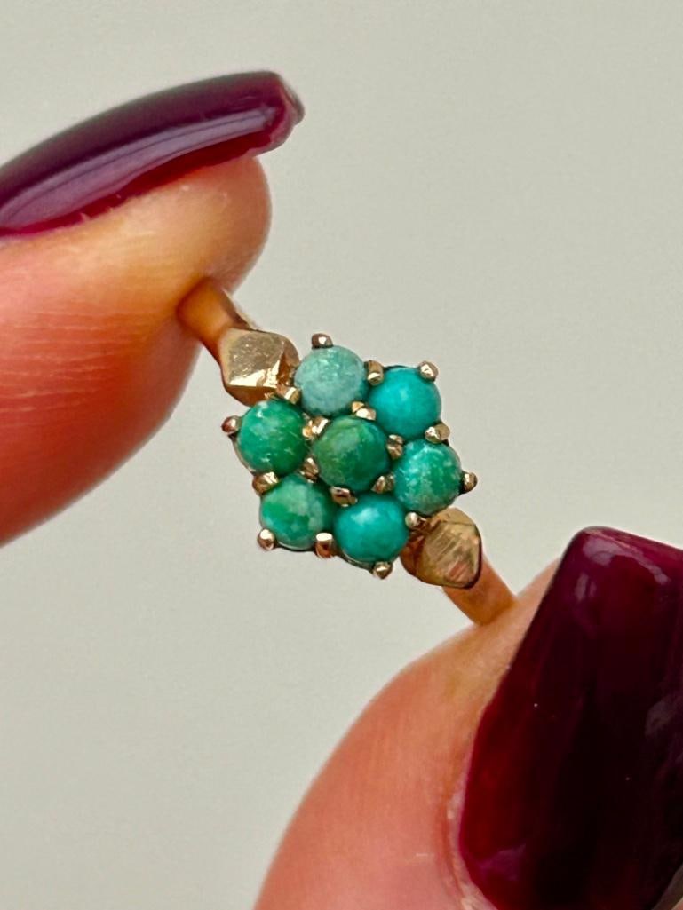 Antique Gold Turquoise Flower Cluster Ring (1 of 5)