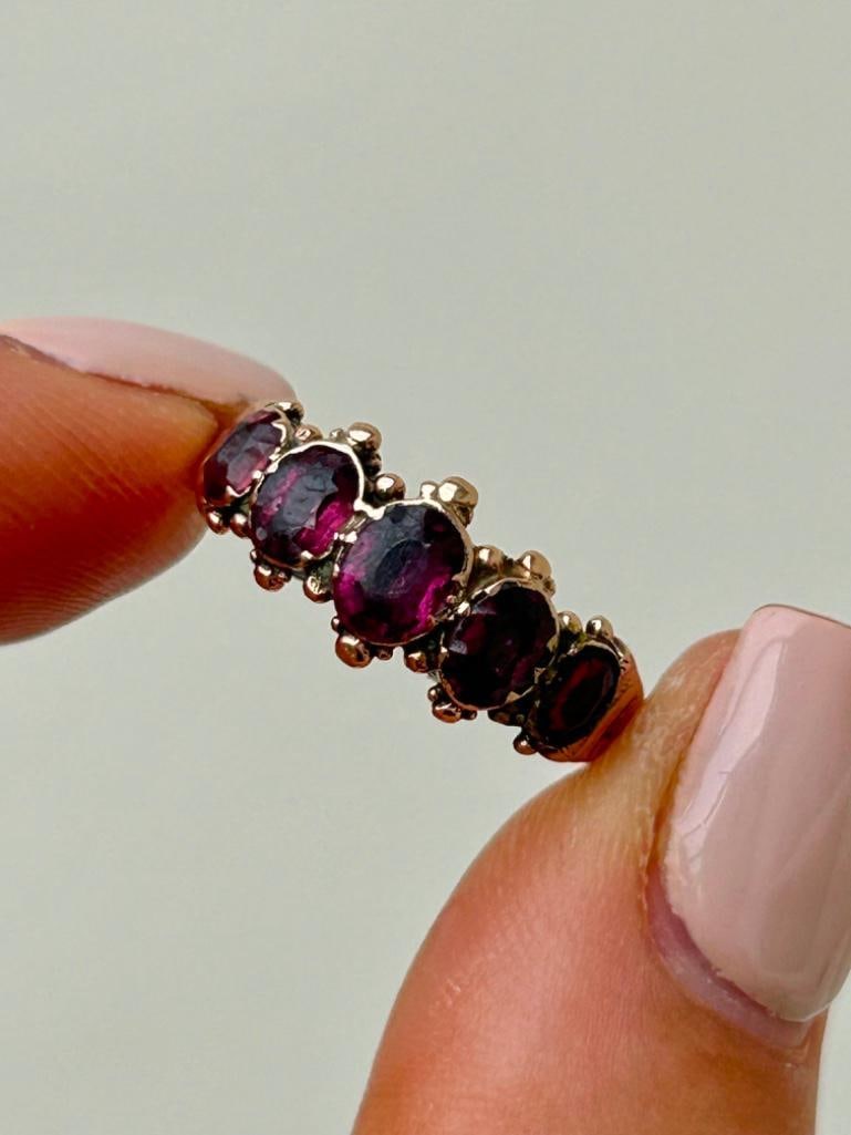 Antique Amethyst Half Hoop Ring in 9ct Gold (1 of 6)