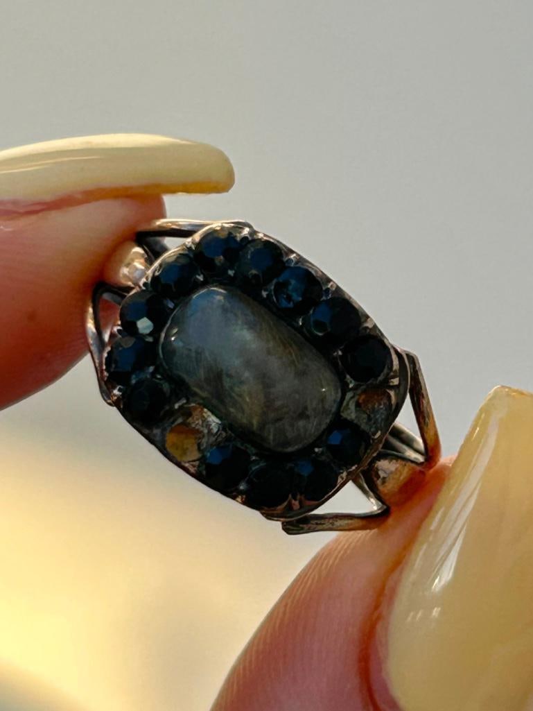 Georgian Era Gold Crystal and Jet Ring (1 of 6)