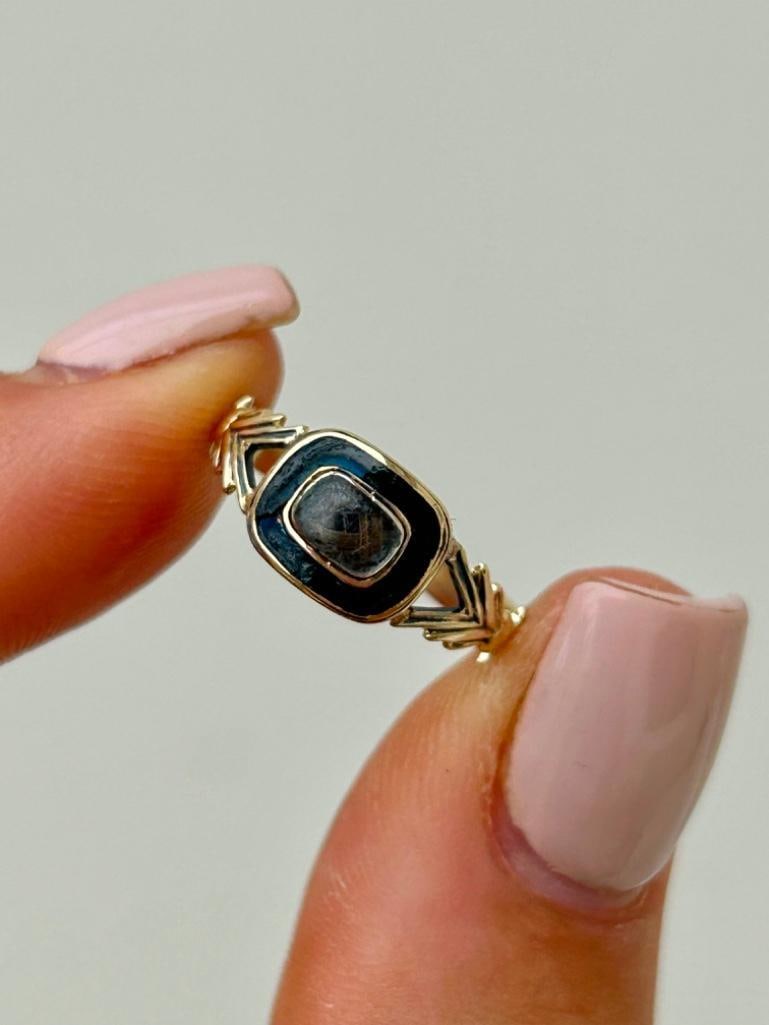 Antique Gold and Enamel Mourning Ring (1 of 6)