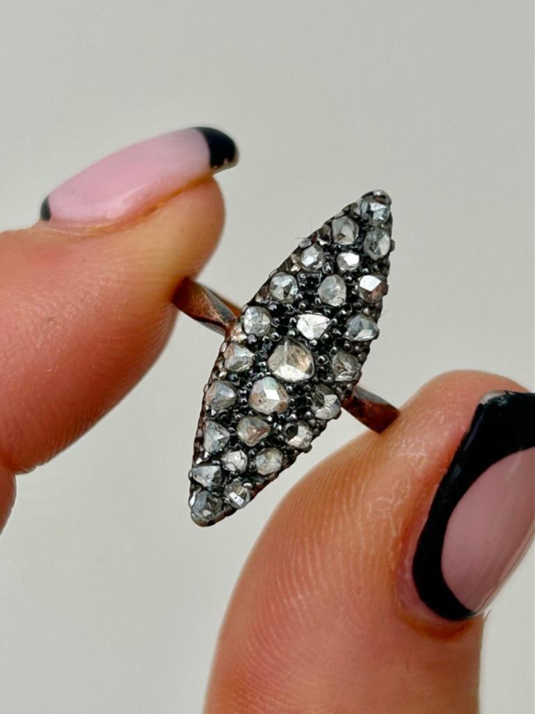 Large Gold Diamond Navette Ring (1 of 6)