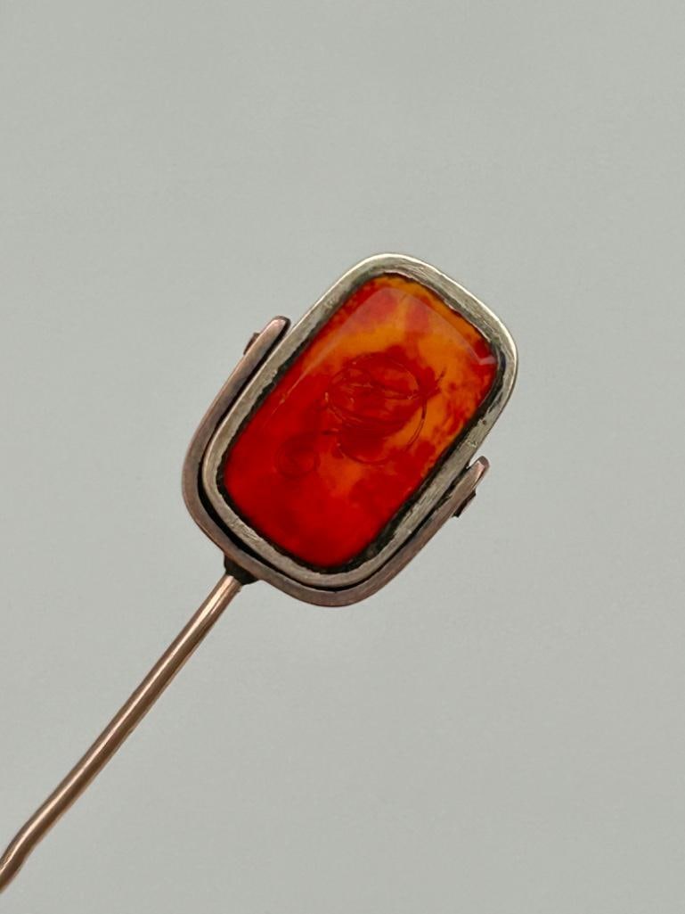 Rare Antique Spinning Seal Gold Stick Pin (1 of 5)