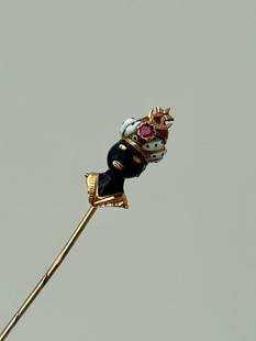 Antique Boxed Blackamoor Enamel Stick Pin Brooch: Antique Boxed Blackamoor Enamel Stick Pin Brooch &nbsp; truly charming&nbsp; &nbsp; measurements size 76mm x 7mm weight 2.08g &nbsp; materials&nbsp; enamel &nbsp; UC2