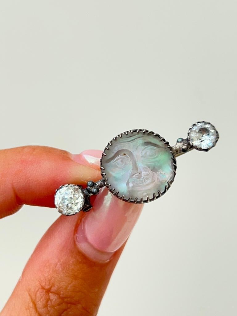 Antique man in moon brooch (1 of 7)