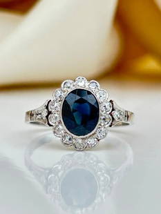 Wonderful Antique Sapphire and Diamond Ring: Wonderful Antique Sapphire and Diamond Ring &#160; a very sweet and beautiful ring&#160; &#160; Measurements:&#160; size UK M US 61/2 head of ring 10mm x 11mm weight 2.89g &#160; Mater
