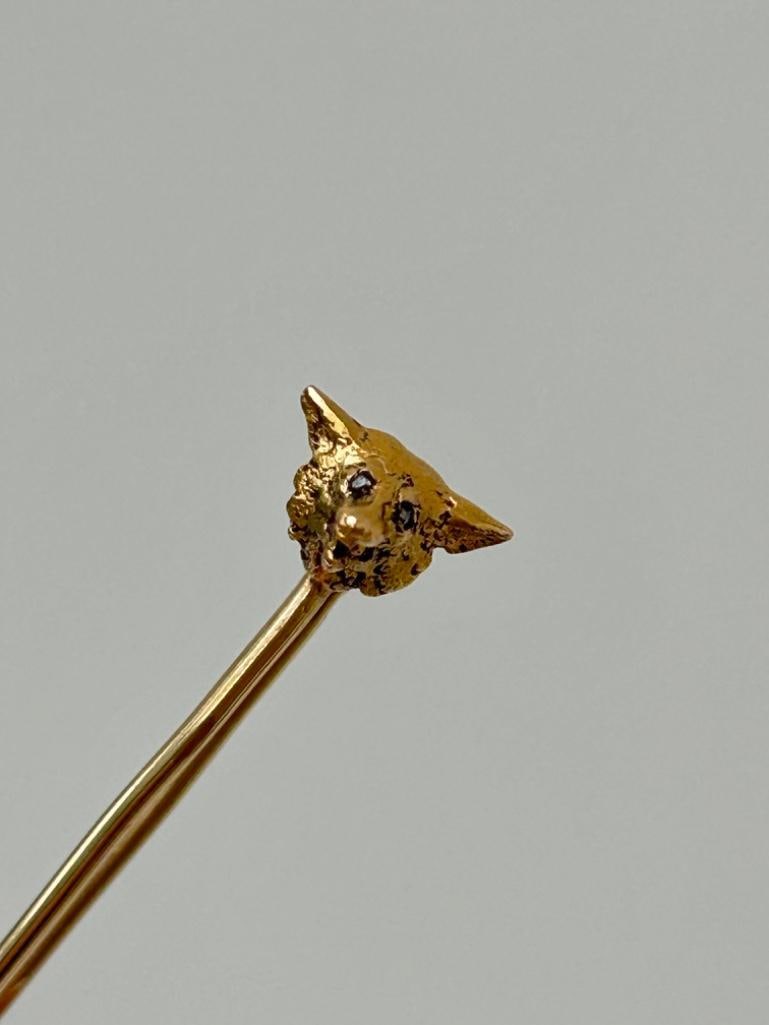 Antique 15ct Gold Rose Cut Diamond Fox Safety Pin Brooch (1 of 5)