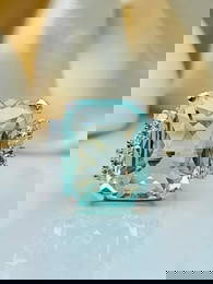 huge aquamarine and diamond cocktail ring set in 14k white gold