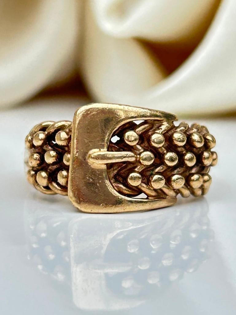 Heavy Chunky 9ct Yellow Gold Buckle / Keeper Ring (1 of 7)