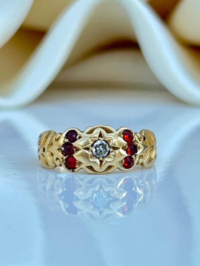 Sweet Ruby and Diamond 9ct Yellow Gold Ring (1 of 6)