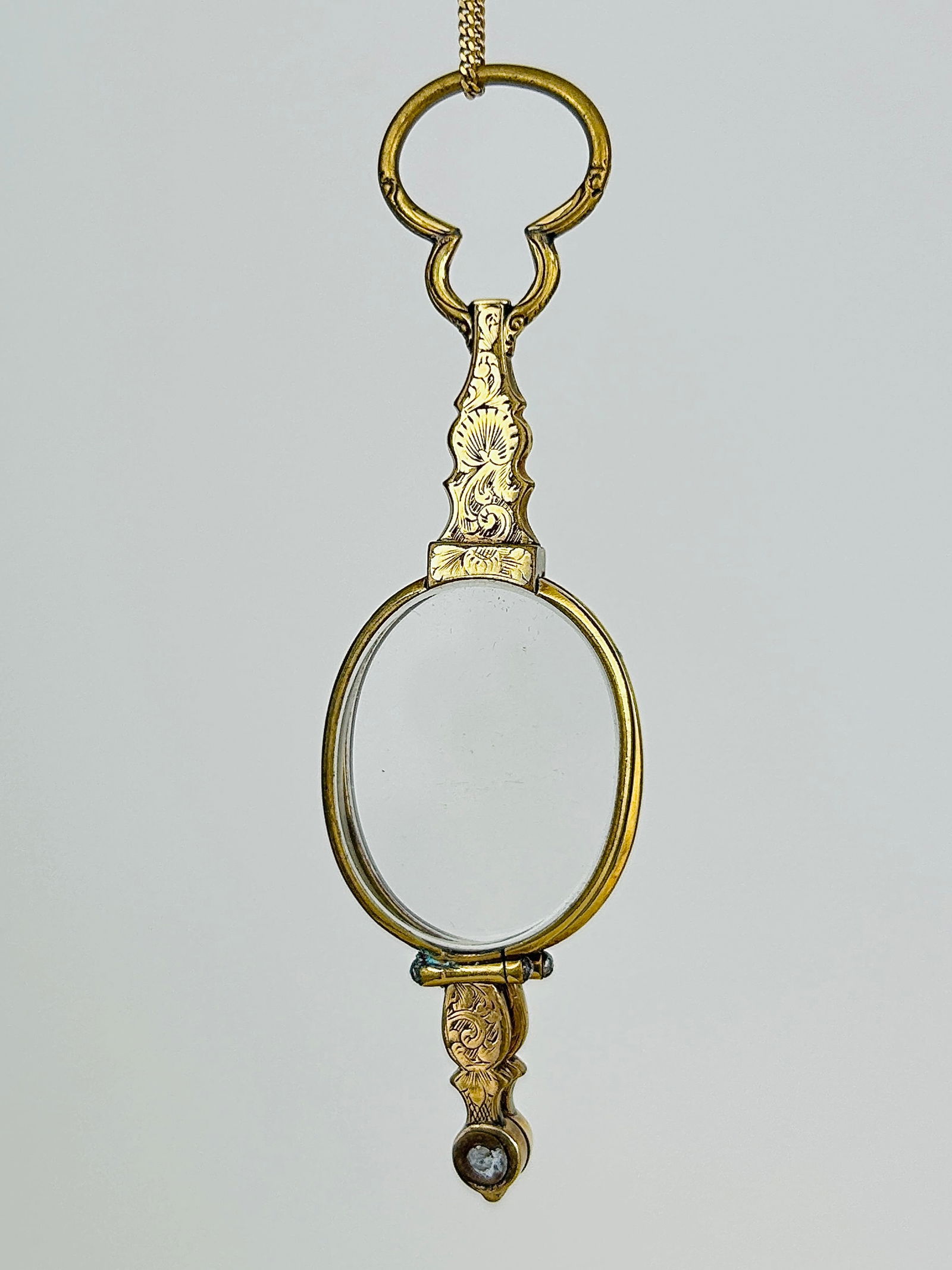 Antique Gilt Metal Lorgnette /Glasses Pendant