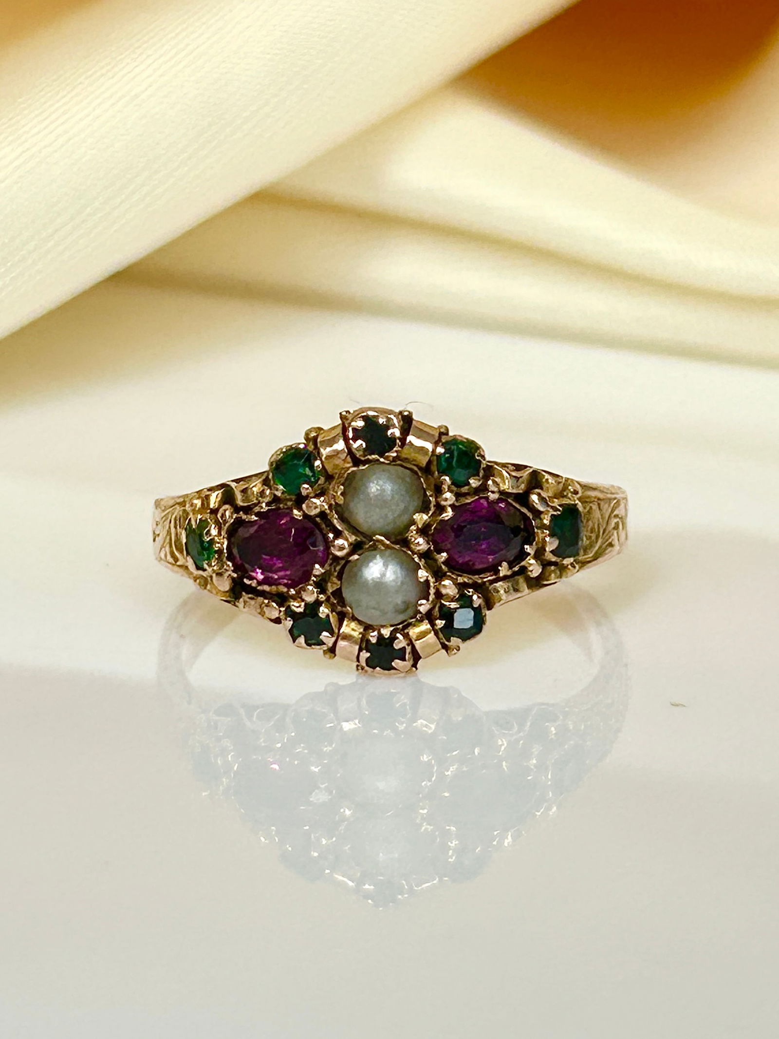 antique unusual design multigemstone gold ring (1 of 7)