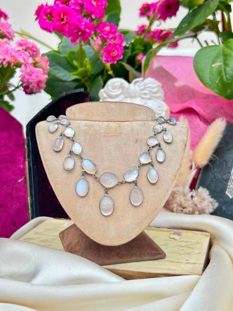 Antique Silver Moonstone Necklace (1 of 7)