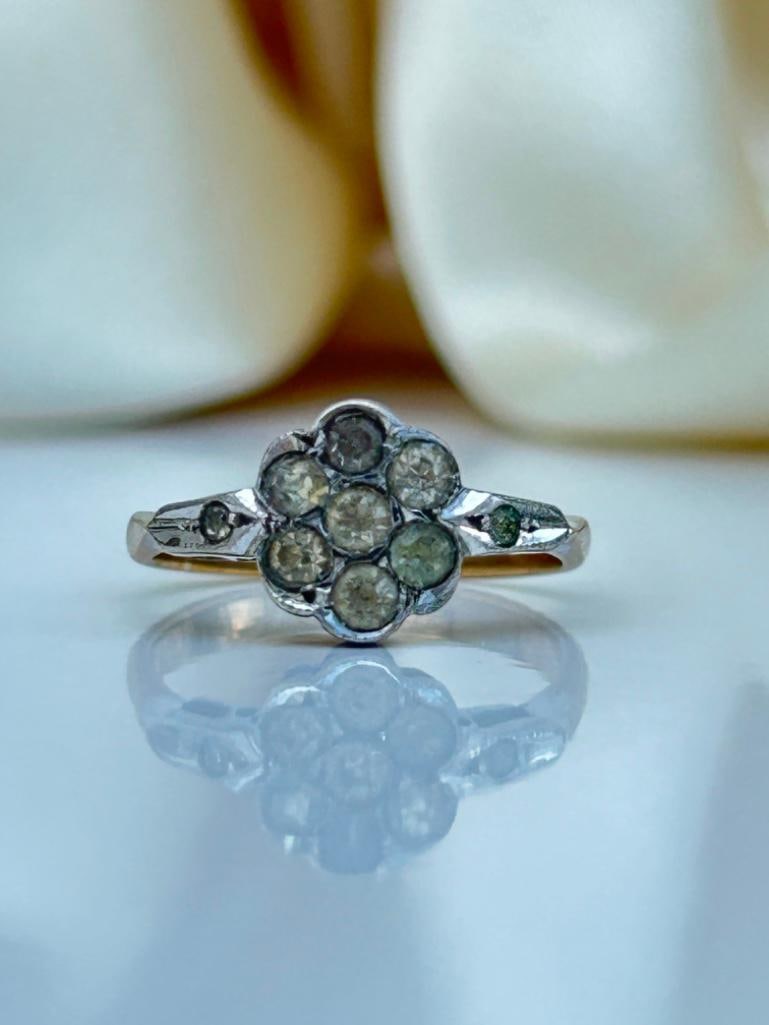 Antique 9ct Gold Paste Flower Cluster Ring (1 of 7)