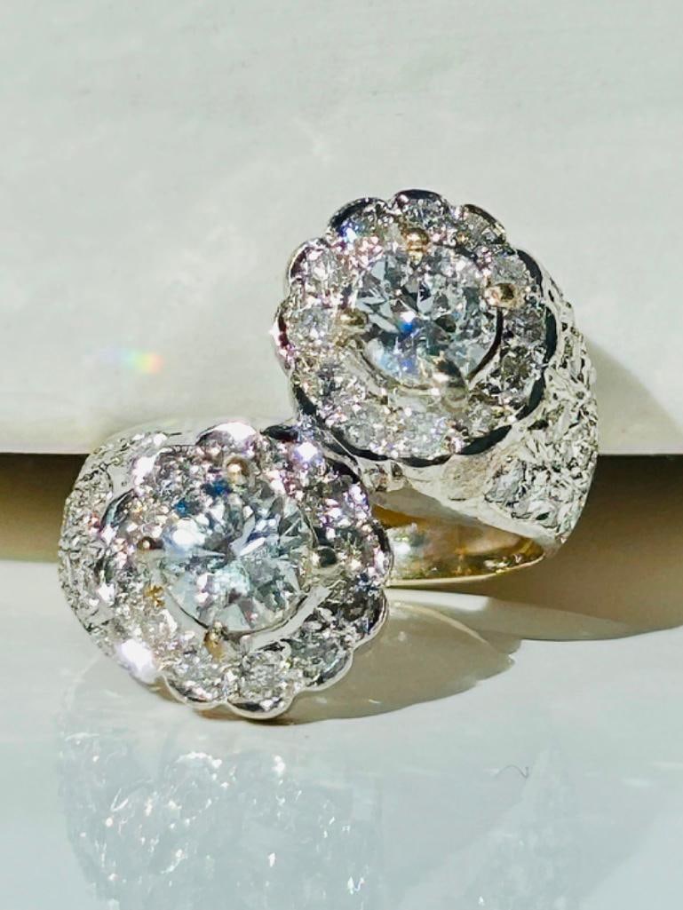 Chunky 18ct White Gold Encrusted Crossover Ring (1 of 11)