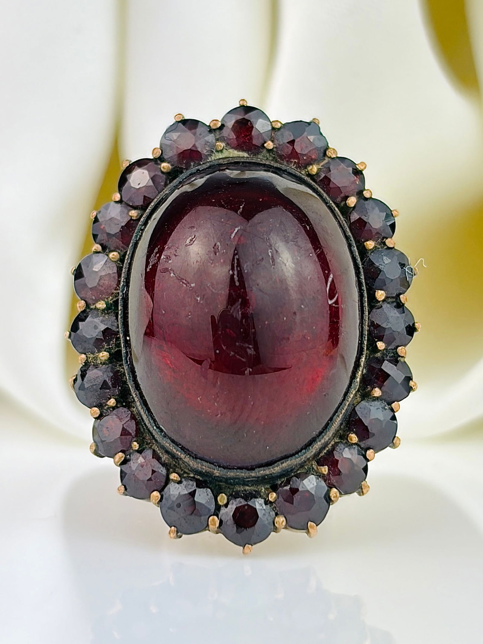 Antique Giant Cabochon Garnet Cluster Ring in Gold (1 of 9)