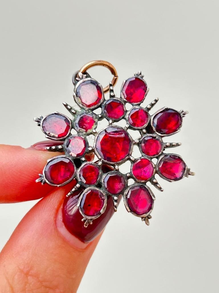 Huge Antique Georgian Era Flat Cut Garnet Brooch / Pendant (1 of 5)