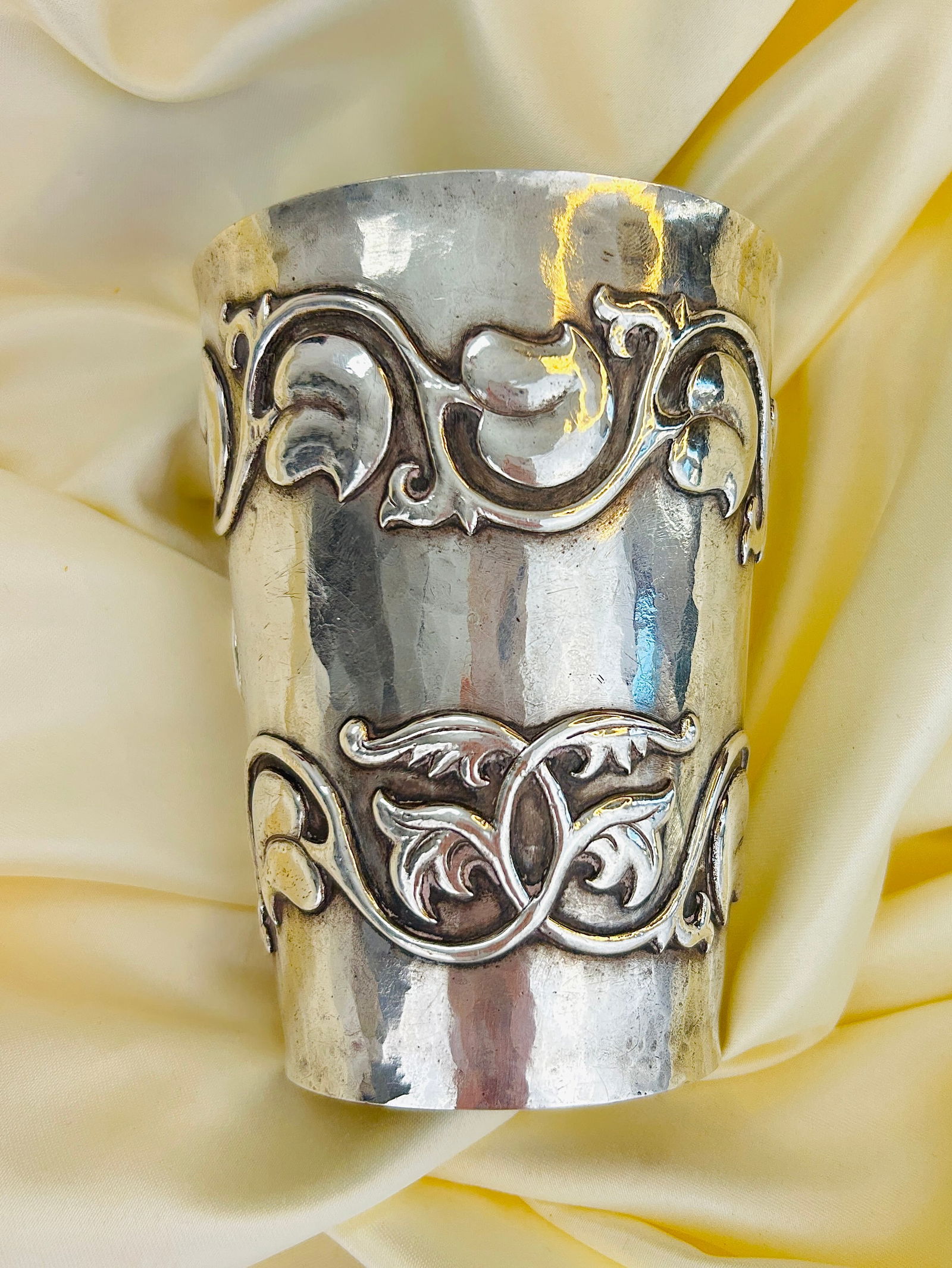 Large Heavy Antique Rare Arts and Crafts Silver Cuff Bangle Bracelet (1 of 8)