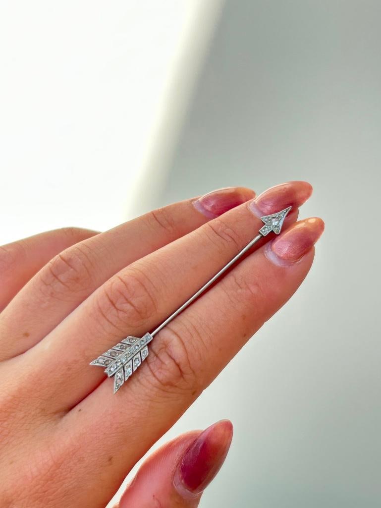 Antique diamond jabot pin brooch (1 of 7)