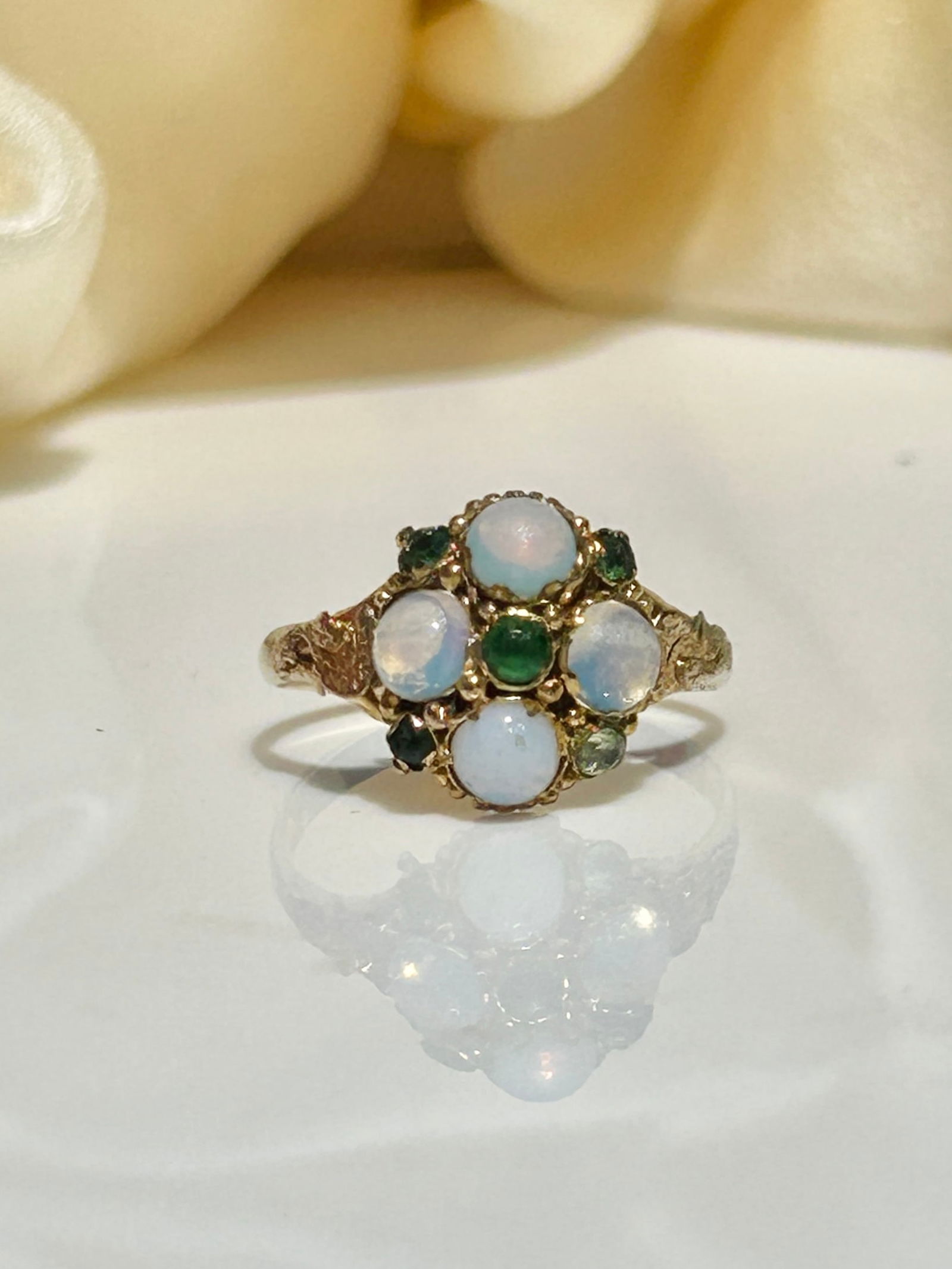 Antique Gold Opal And Emerald Sweet Ring (1 of 8)