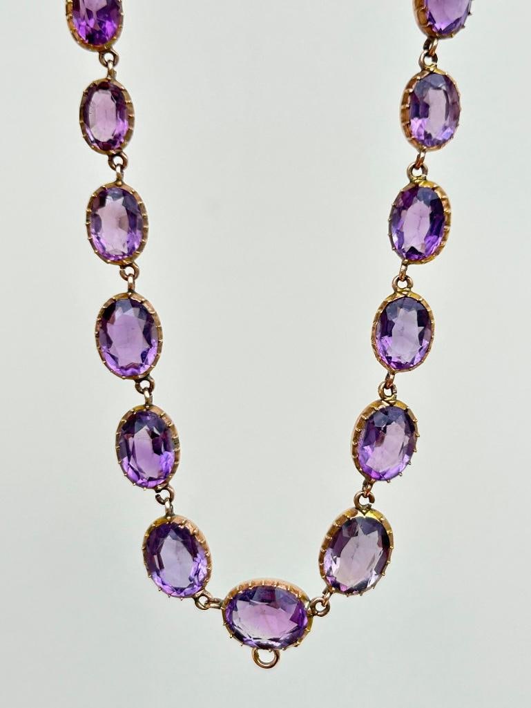 Outstanding 9ct gold amethyst Riviere necklace in original fitted box (1 of 11)