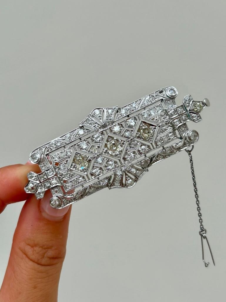 Huge Diamond Bar Brooch Central Stones Measure 40/50/40 (1 of 5)