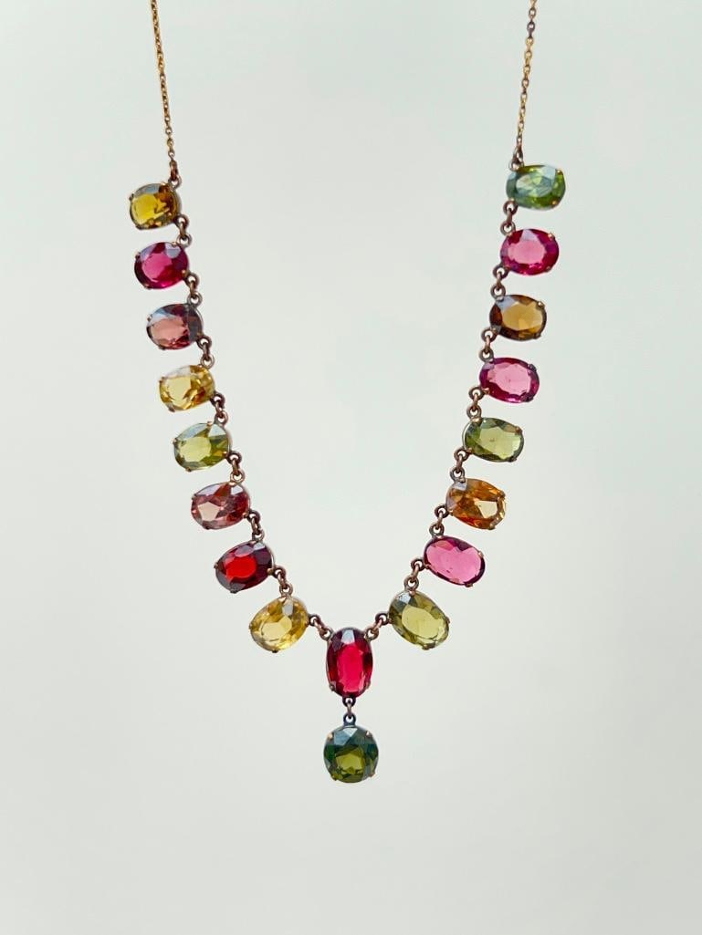 Antique multi gemstone and gold drop necklace (1 of 6)