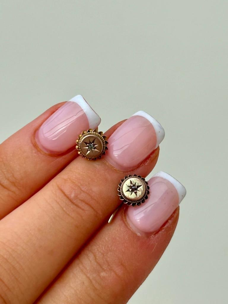 Antique Boxed Rose Cut Diamond and Gold Earrings (1 of 4)