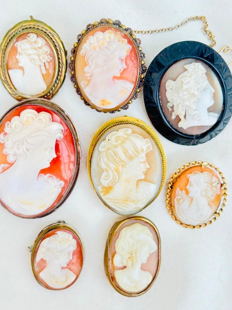 Large Mixed Jewellery lot of 8 x cameos (1 of 3)