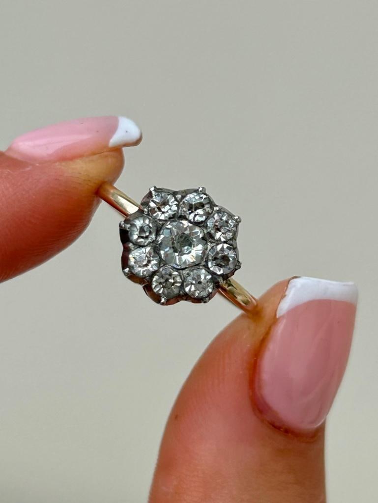 Antique Paste Cluster 9ct Gold Ring (1 of 5)