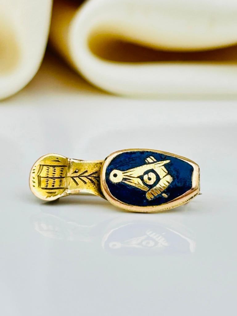 Antique Masonic 9ct Gold Enamel Slipper Brooch (1 of 5)