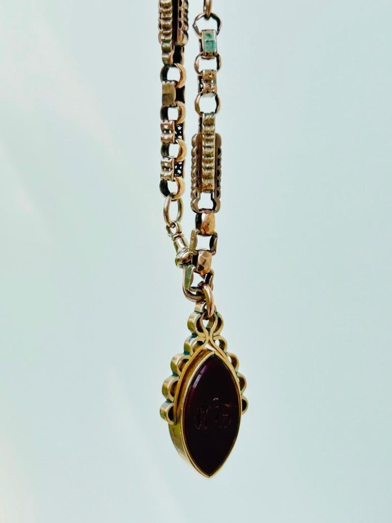 Chunky Heavy Antique 9ct Gold Starlink Chain Necklace with DogClip and Pendant (1 of 8)