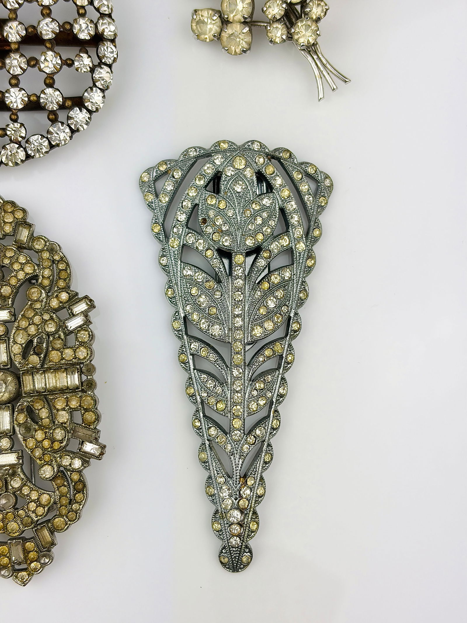 Antique paste double clip / brooches etc mixed lot - 3