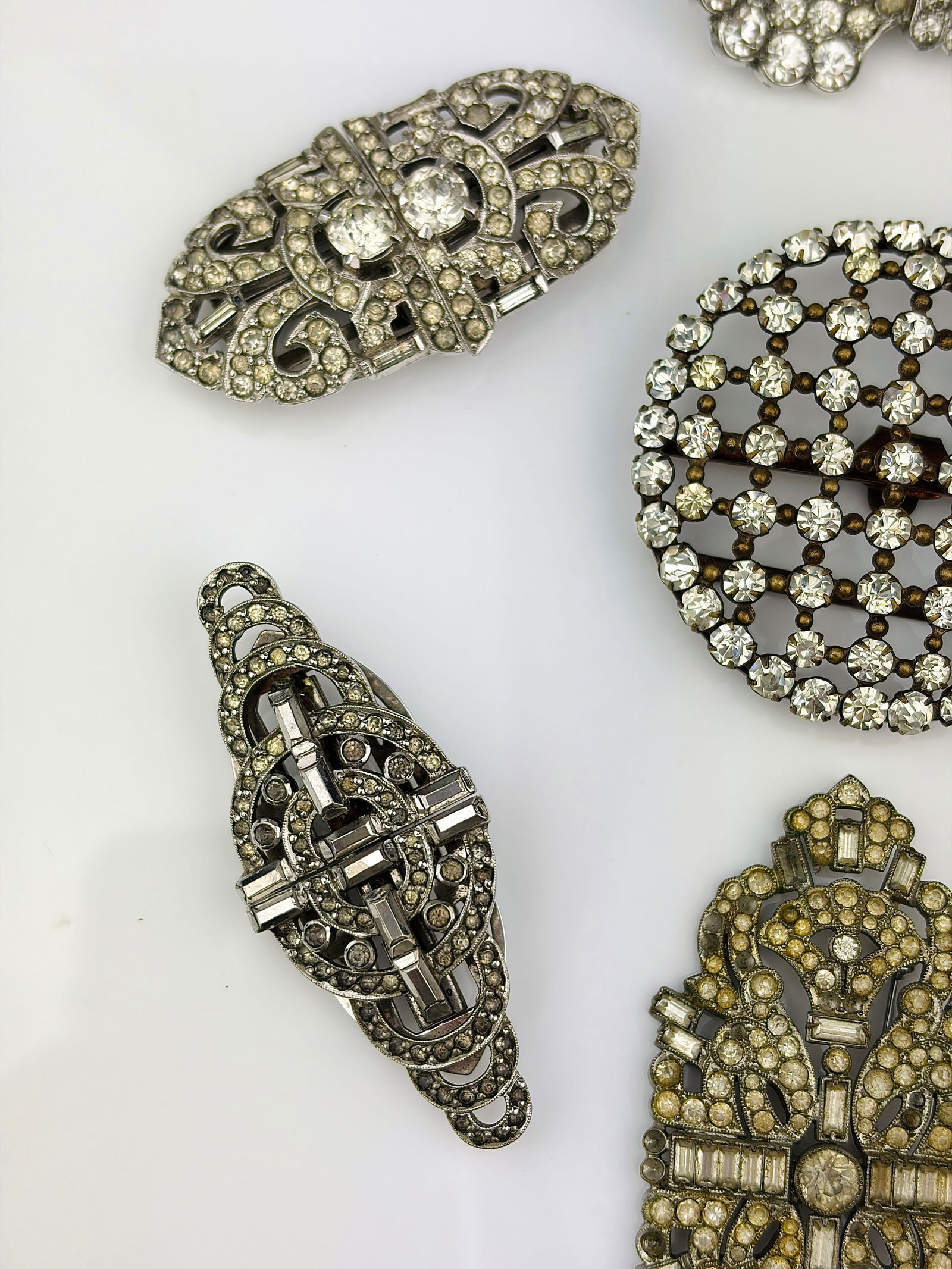 Antique paste double clip / brooches etc mixed lot - 4