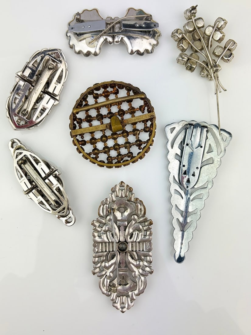 Antique paste double clip / brooches etc mixed lot - 5