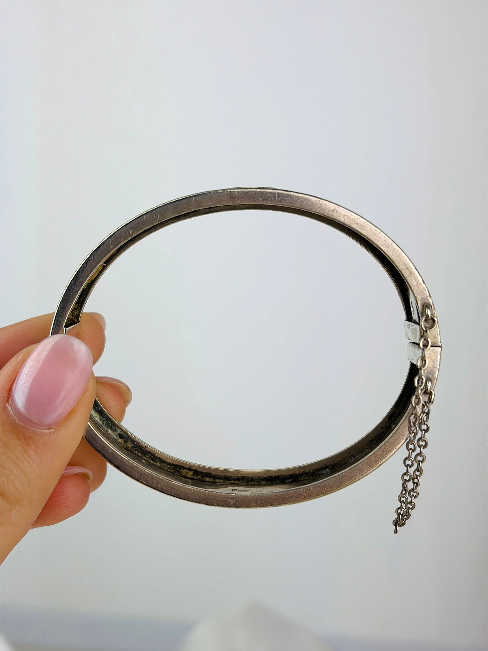 Antique Victorian Era Silver Bangle with Gold Bird Overlay - 2
