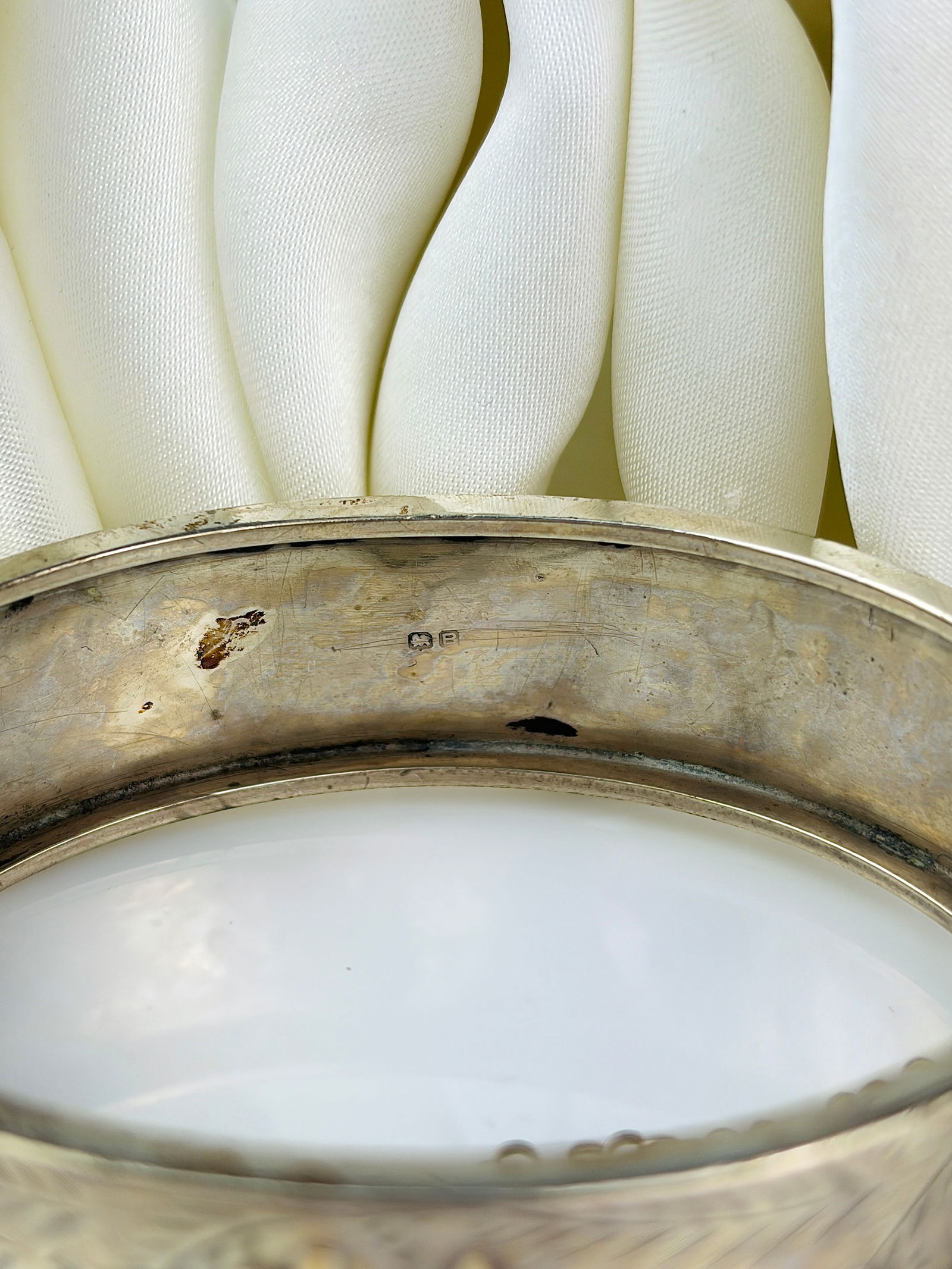 Antique Victorian Era Silver Bangle with Gold Bird Overlay - 5