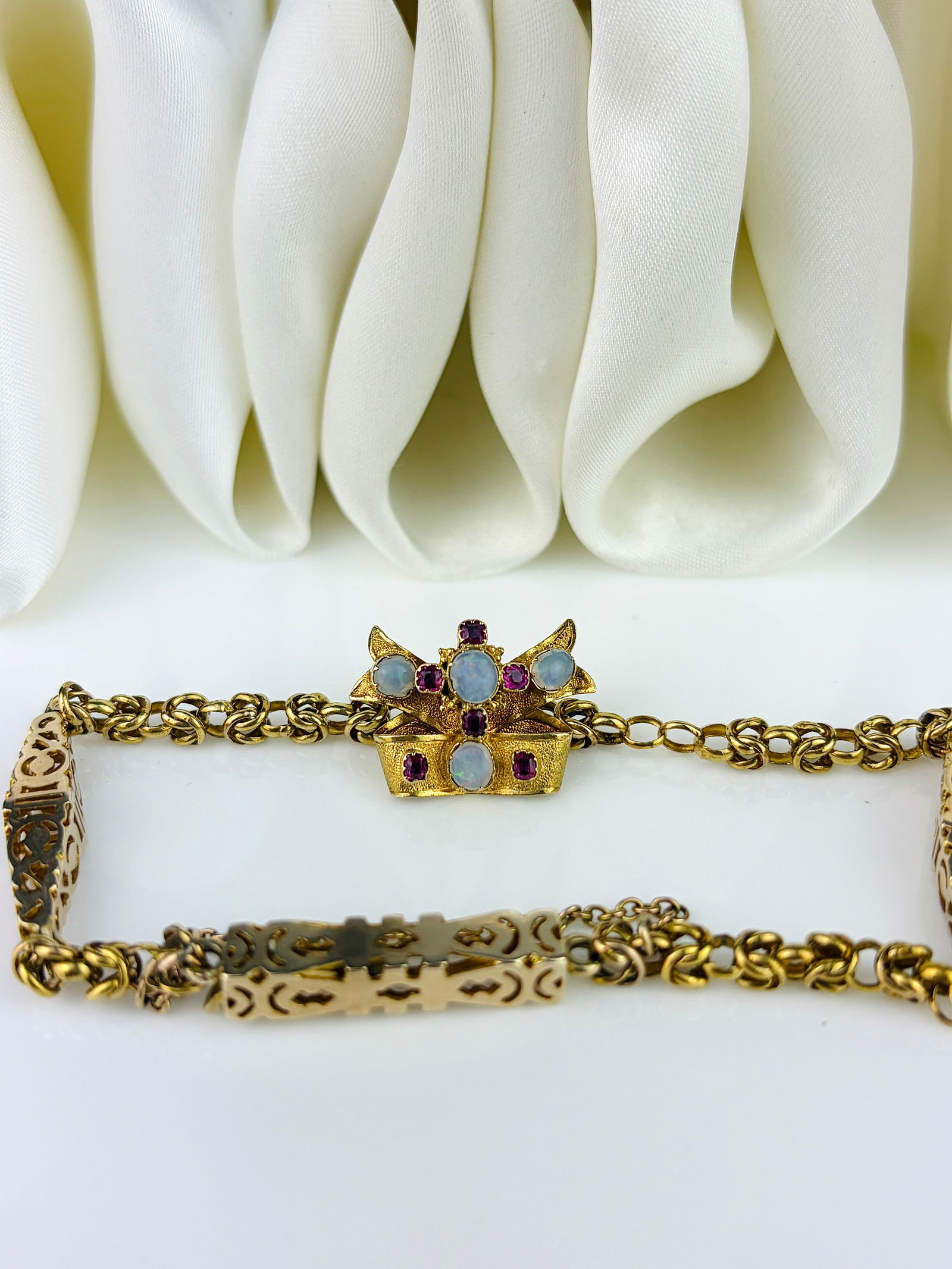 Victorian Opal and Ruby 9ct Gold Bracelet - 4