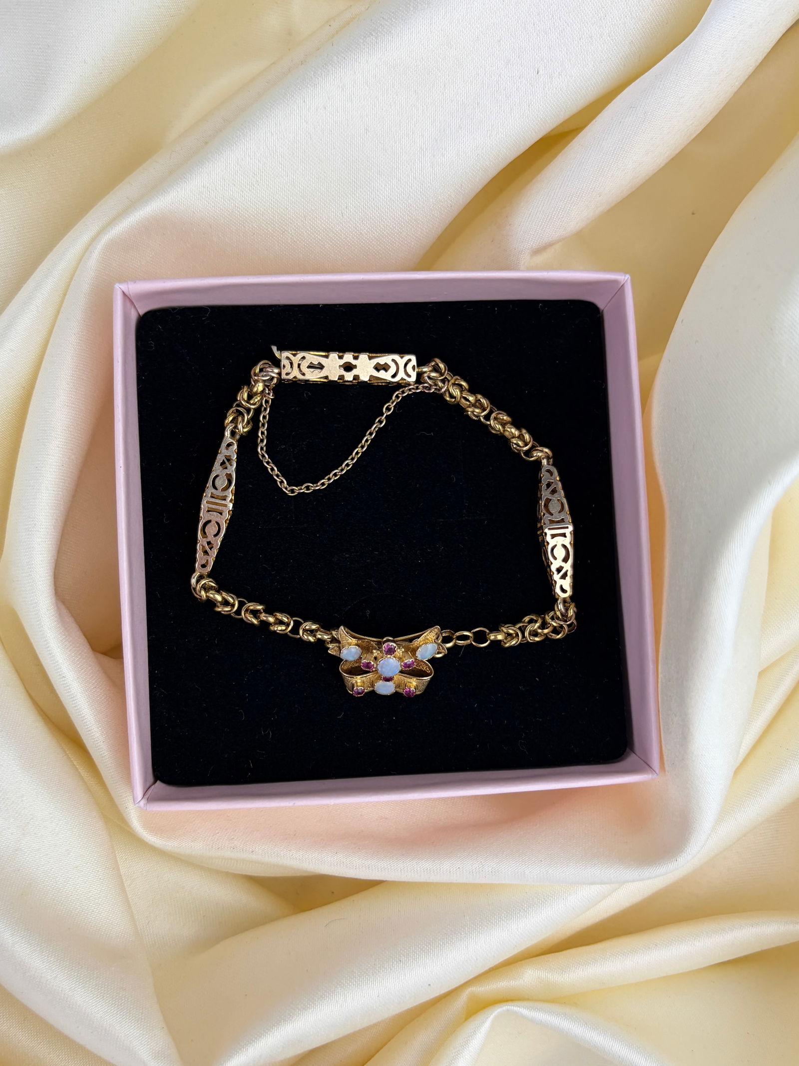 Victorian Opal and Ruby 9ct Gold Bracelet - 8