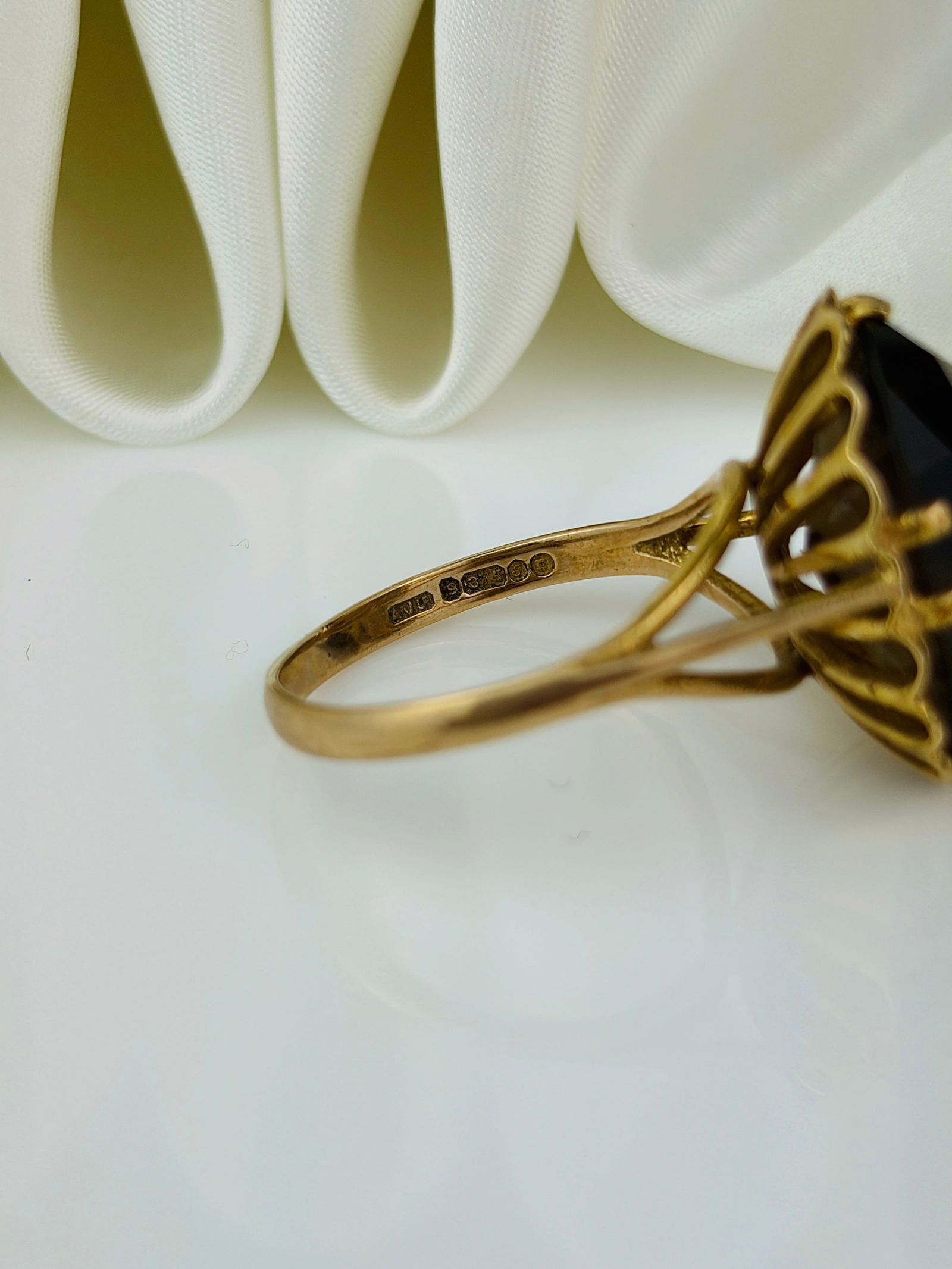 vintage 9ct gold smokey quartz cocktail ring - 4